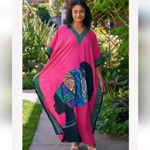 Nzami Fushia Long Goddess Caftan - Picture 1 of 5